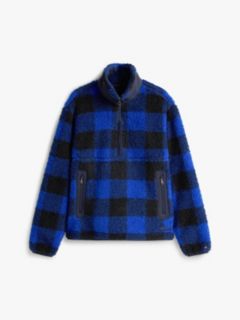 Teddy Check Quarter-Zip Jumper — Blue 5