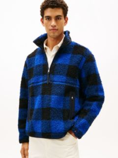 Teddy Check Quarter-Zip Jumper — Blue 1