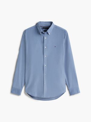 blue regular fit fine corduroy shirt for men tommy hilfiger