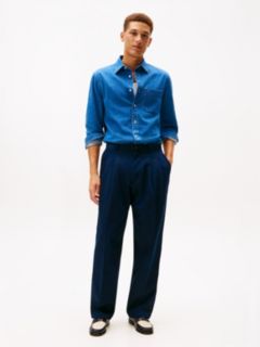 Regular Fit Flag Embroidery Denim Shirt — Blue 3