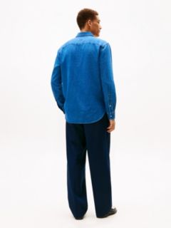 Regular Fit Flag Embroidery Denim Shirt — Blue 4