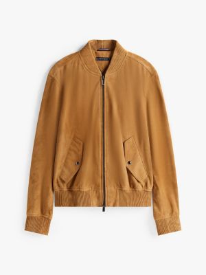 brown smart casual suede bomber jacket for men tommy hilfiger