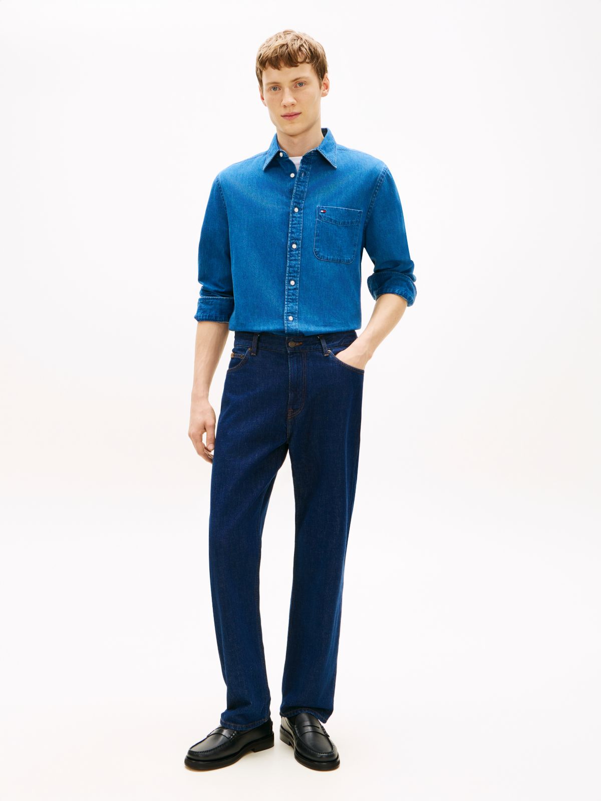 Relaxed Straight Leg Jeans — Blue