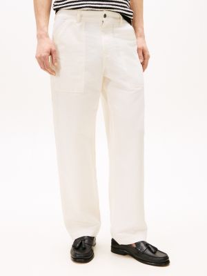 beige murray wide leg carpenter trousers for men tommy hilfiger