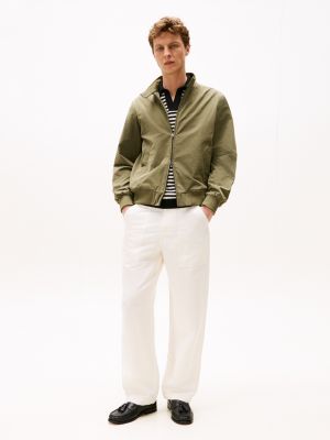 beige spodnie typu carpenter z szerokimi nogawkami dla mężczyźni - tommy hilfiger