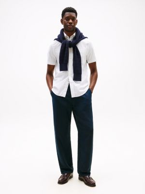 blue murray wide leg trousers with linen for men tommy hilfiger