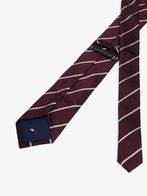 red pure silk stripe jacquard tie for men tommy hilfiger