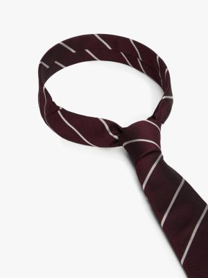red pure silk stripe jacquard tie for men tommy hilfiger