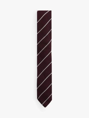 red pure silk stripe jacquard tie for men tommy hilfiger