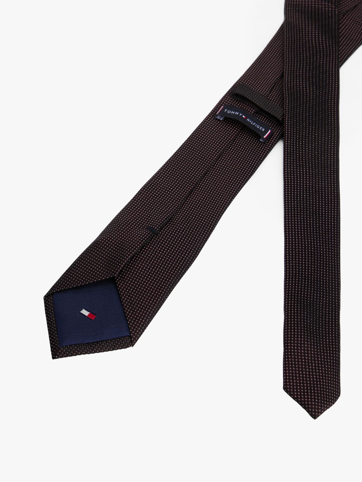 Micro Dot Pure Silk Jacquard Tie — Brown