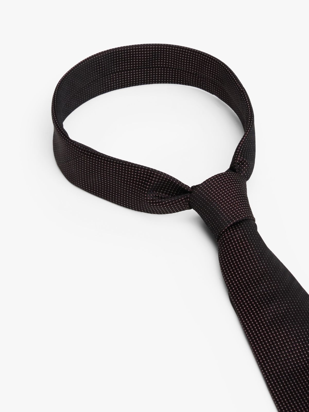 Micro Dot Pure Silk Jacquard Tie — Brown