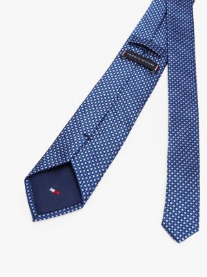 cravate à micro-carreaux en jacquard soie blue pour hommes tommy hilfiger