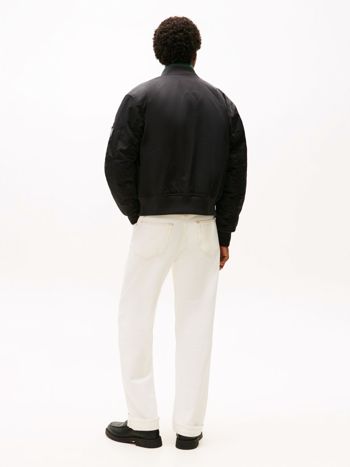 Water Repellent Relaxed Bomber Jacket — Black
