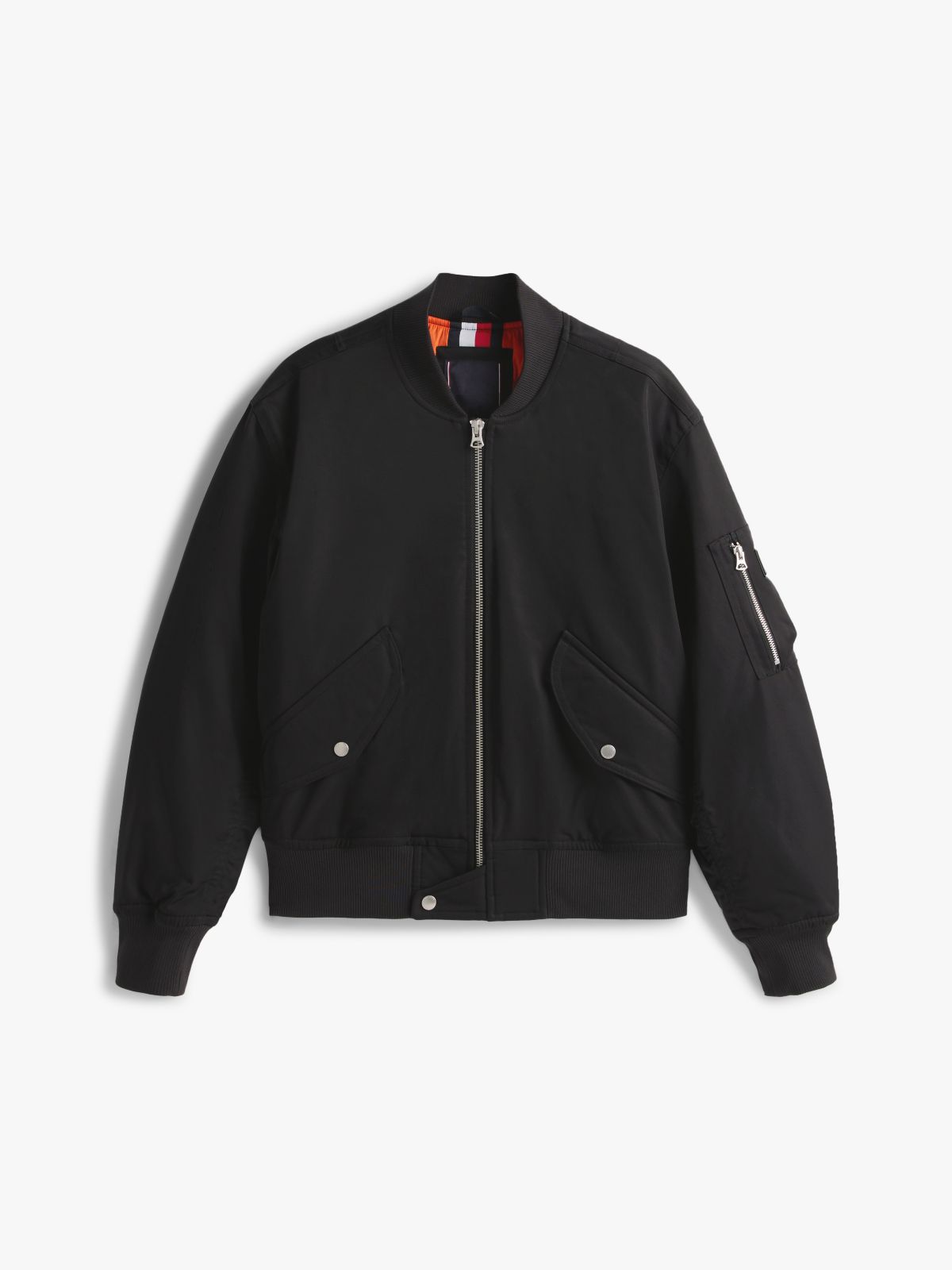 Water Repellent Relaxed Bomber Jacket — Black