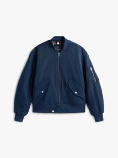 Water Repellent Relaxed Bomber Jacket — Blue 6