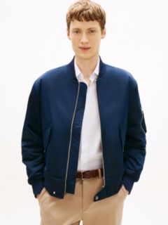 Water Repellent Relaxed Bomber Jacket — Blue 1