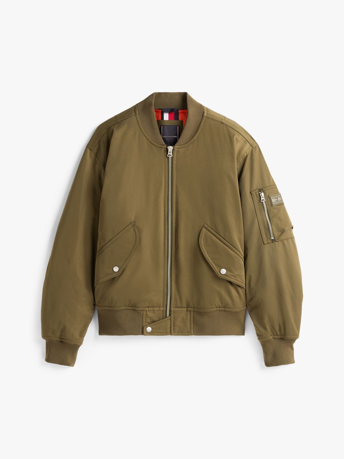 Water Repellent Relaxed Bomber Jacket — Green