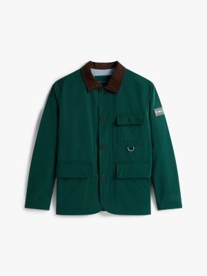 green corduroy collar water resistant barn jacket for men tommy hilfiger