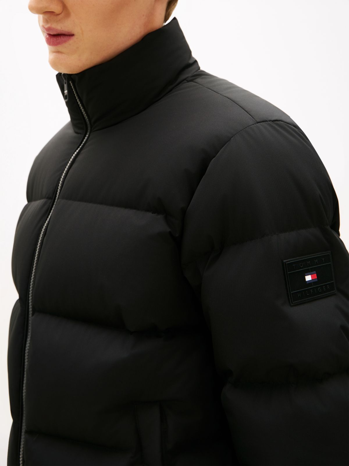 Water Repellent Down Puffer Jacket — Black