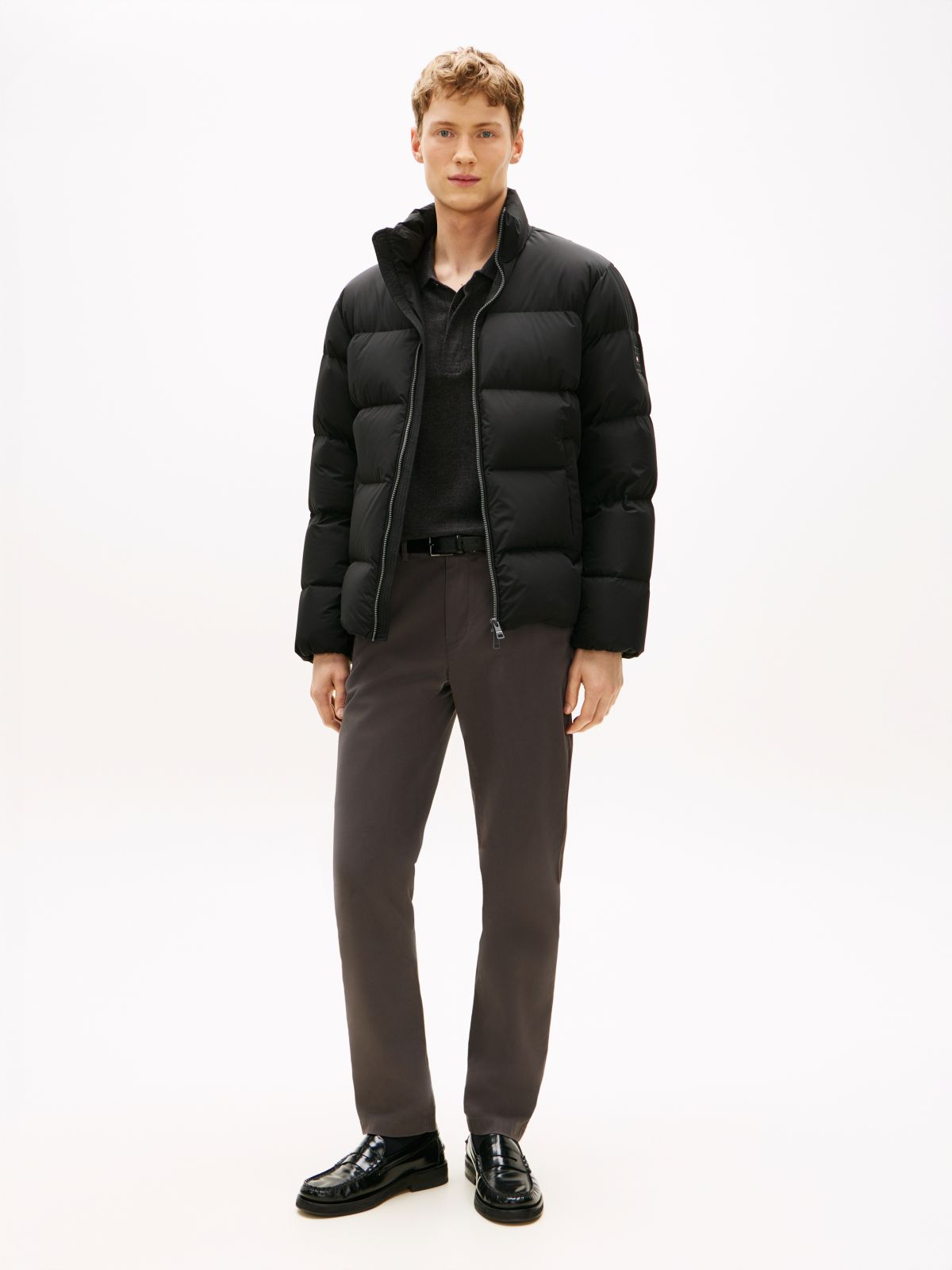 Water Repellent Down Puffer Jacket — Black