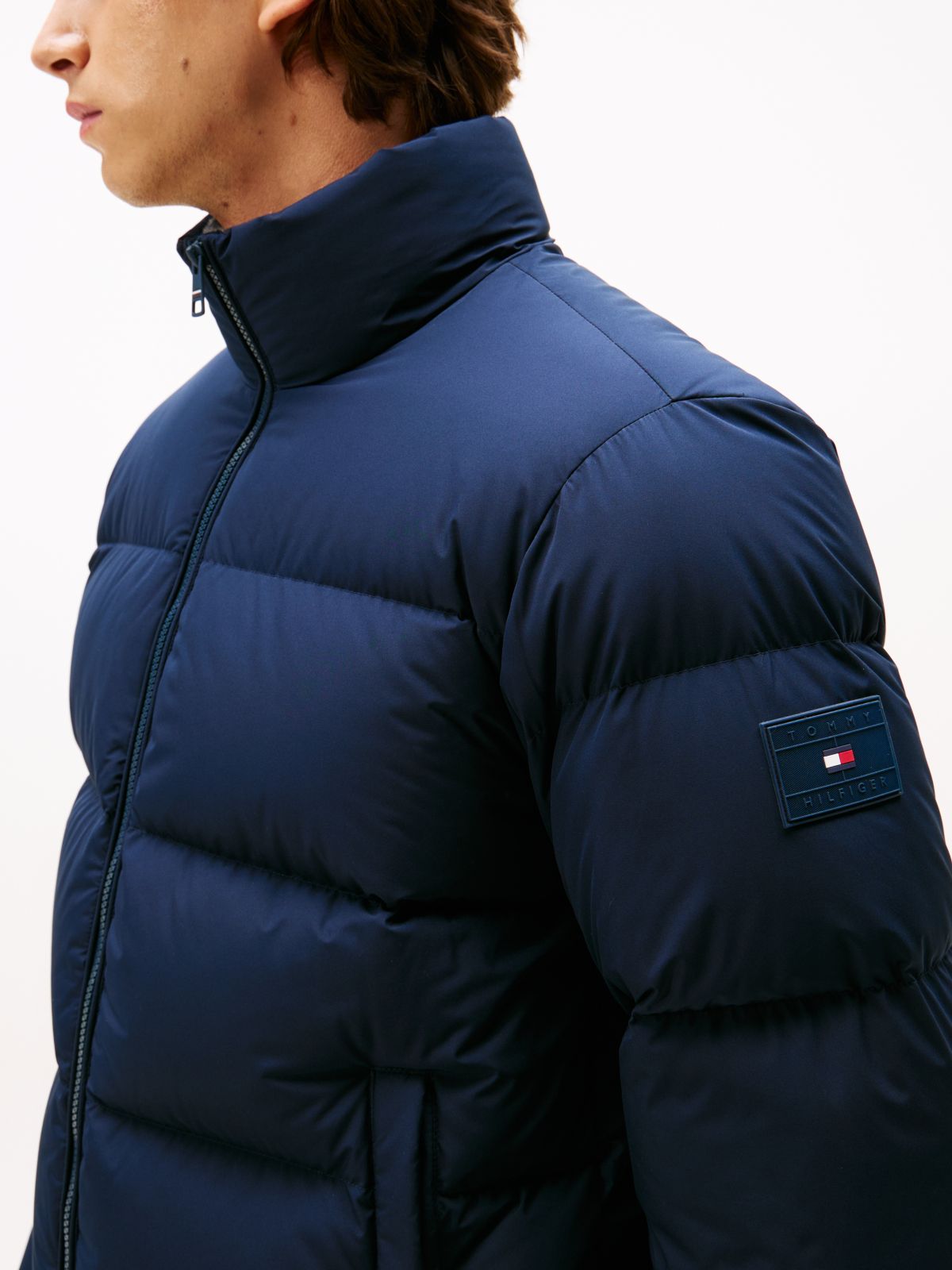 Water Repellent Down Puffer Jacket — Blue