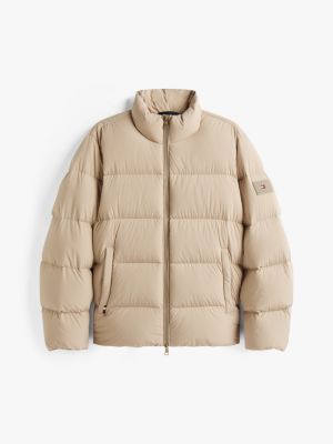 beige wasserabweisende puffer-jacke mit daunen für herren - tommy hilfiger