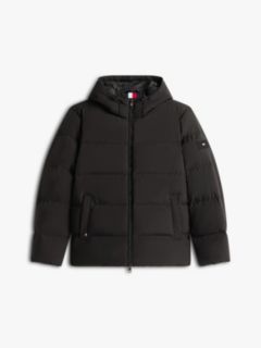 Water Repellent Down Hooded Puffer Jacket — Black 7