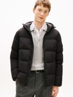 Water Repellent Down Hooded Puffer Jacket — Black 1