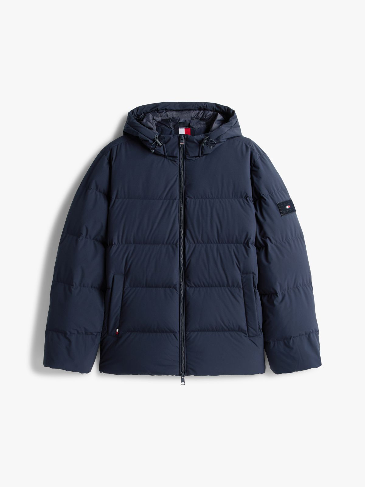 Water Repellent Down Hooded Puffer Jacket — Blue