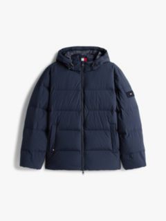 Water Repellent Down Hooded Puffer Jacket — Blue 5