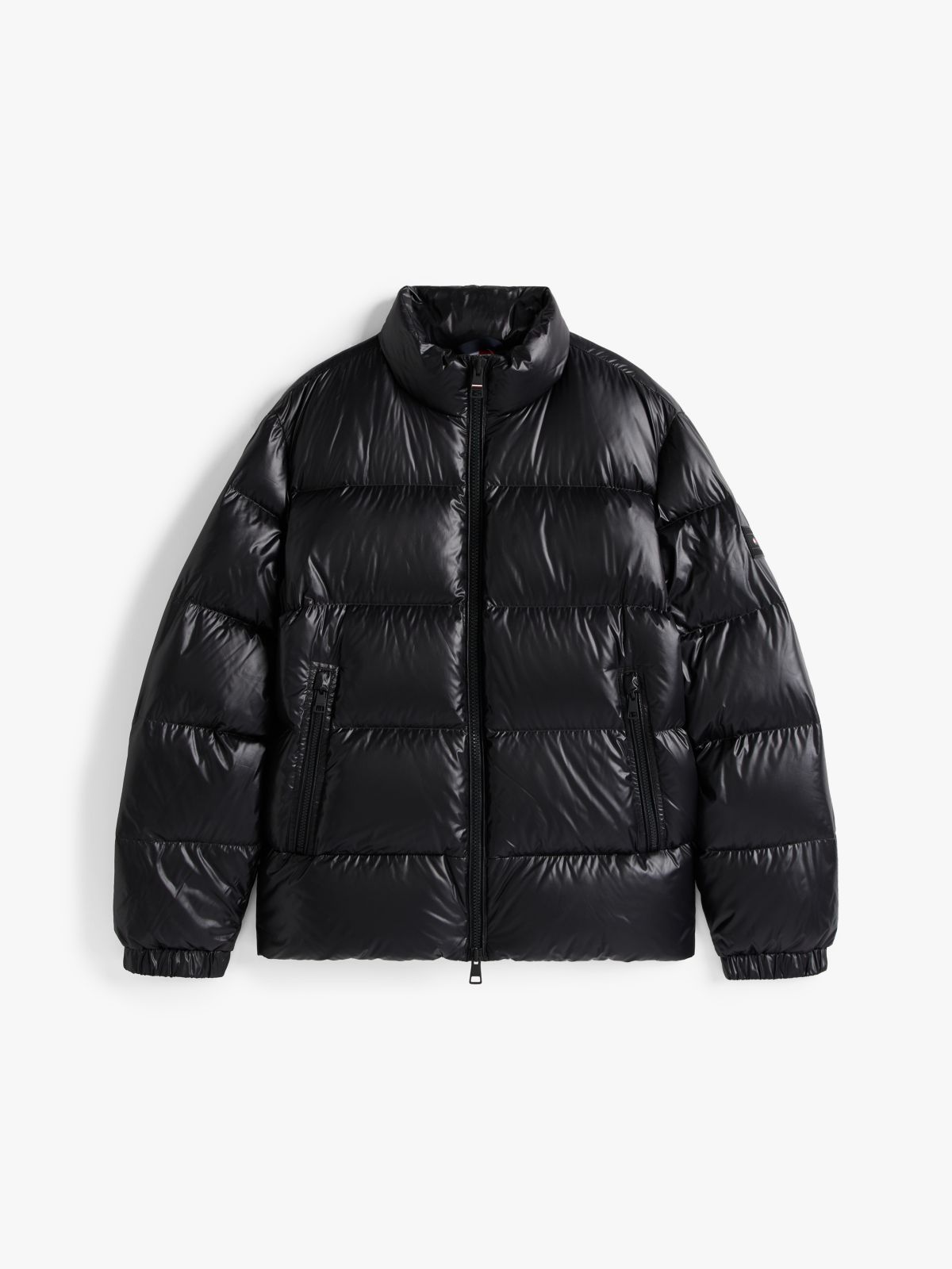 Shiny Water Repellent Down Puffer Jacket — Black