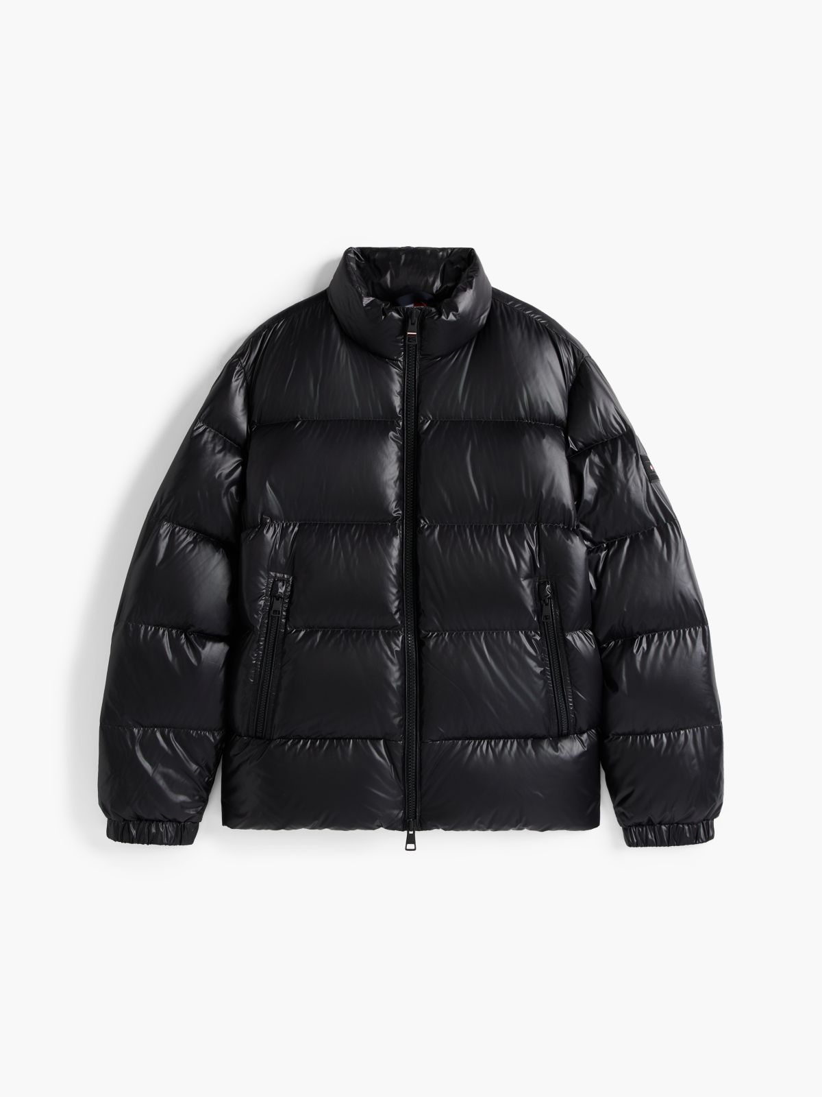 Shiny Water Repellent Down Puffer Jacket — Black
