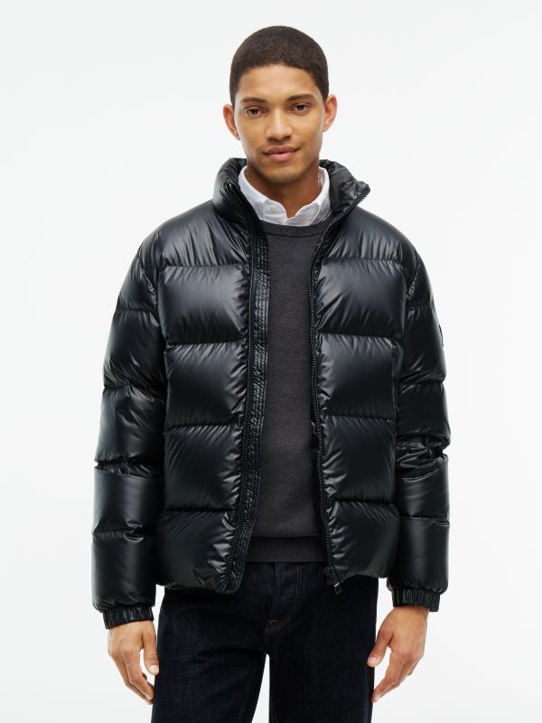 Shiny Water Repellent Down Puffer Jacket — Black