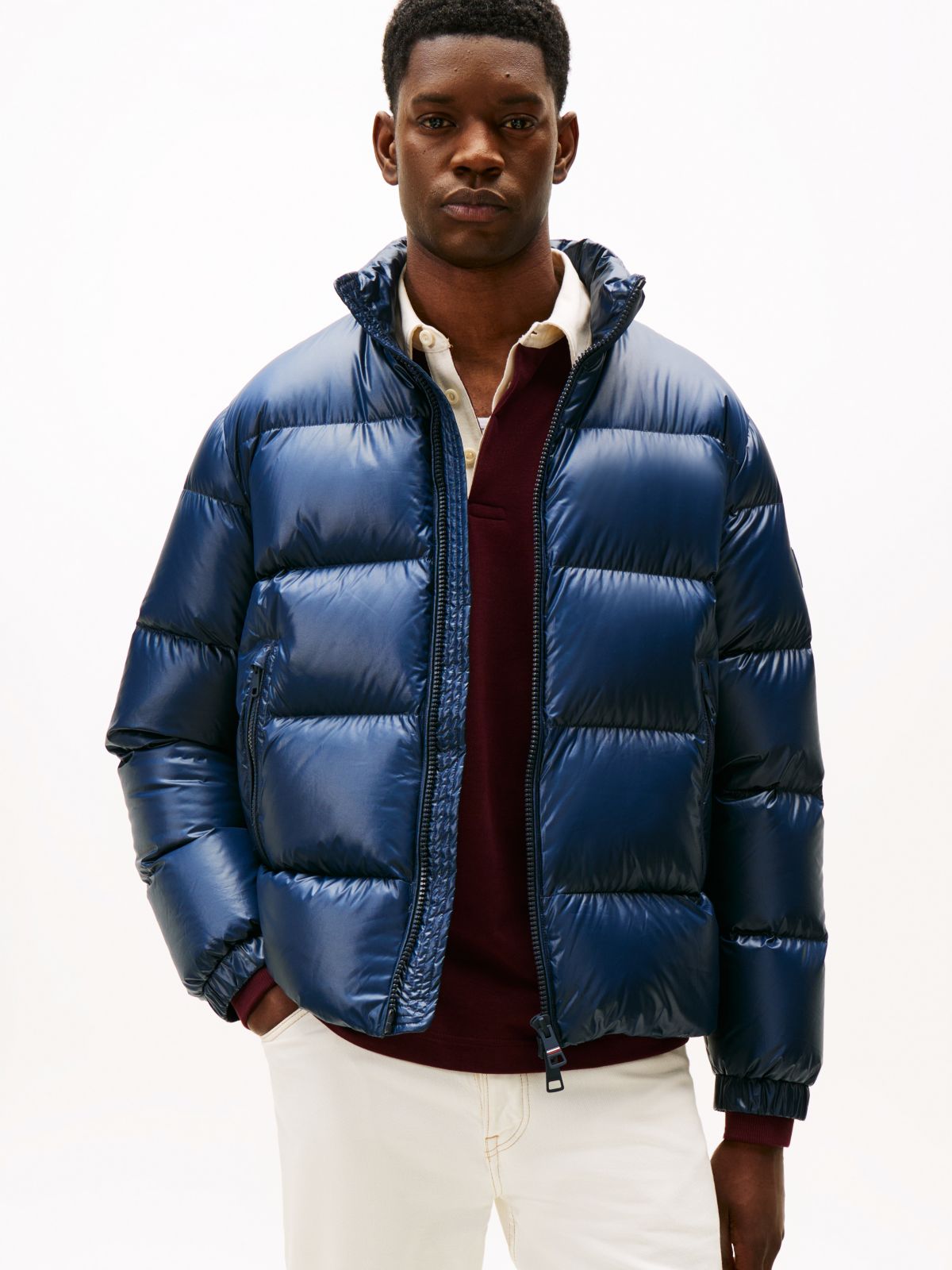 Shiny Water Repellent Down Puffer Jacket — Grey