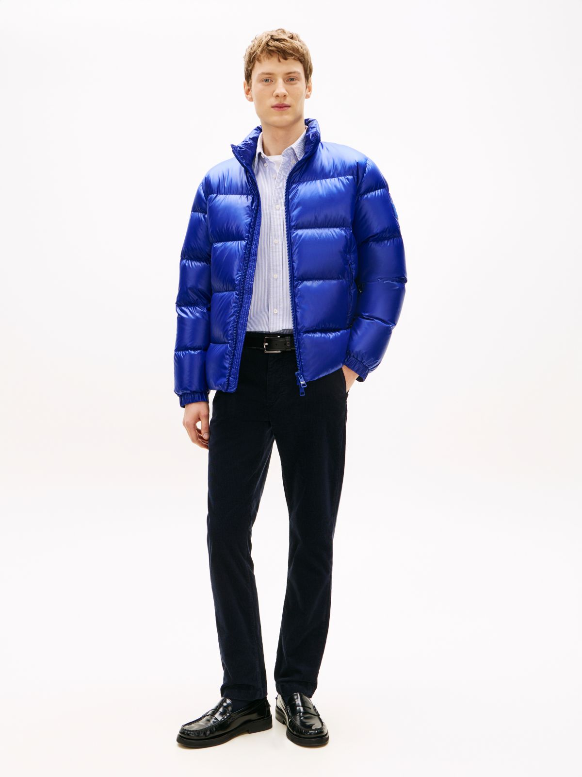 Shiny Water Repellent Down Puffer Jacket — Blue