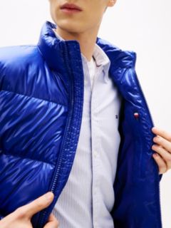 Shiny Water Repellent Down Puffer Jacket — Blue 4