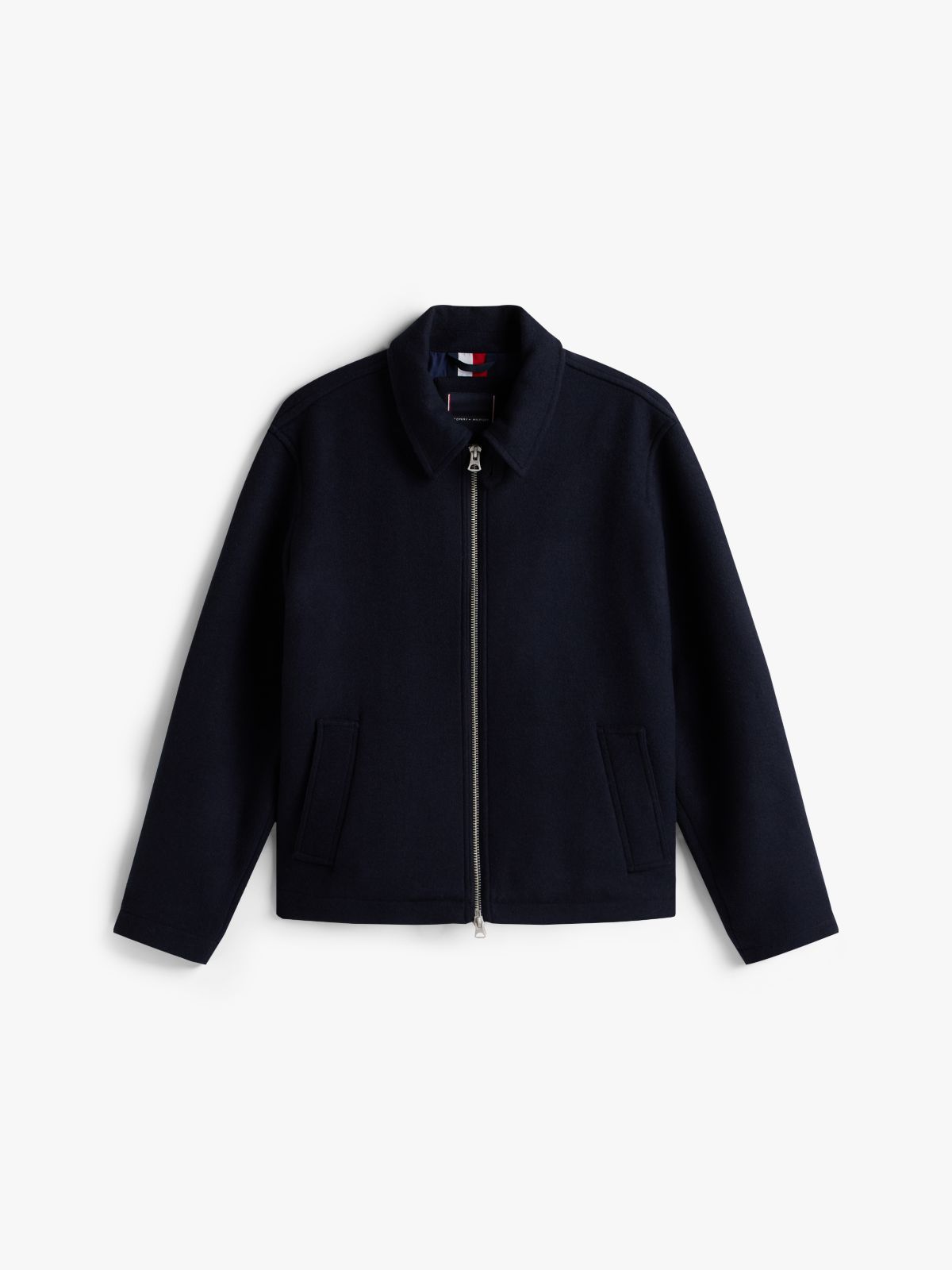 Wool Blend Zip-Thru Ivy Jacket — Blue