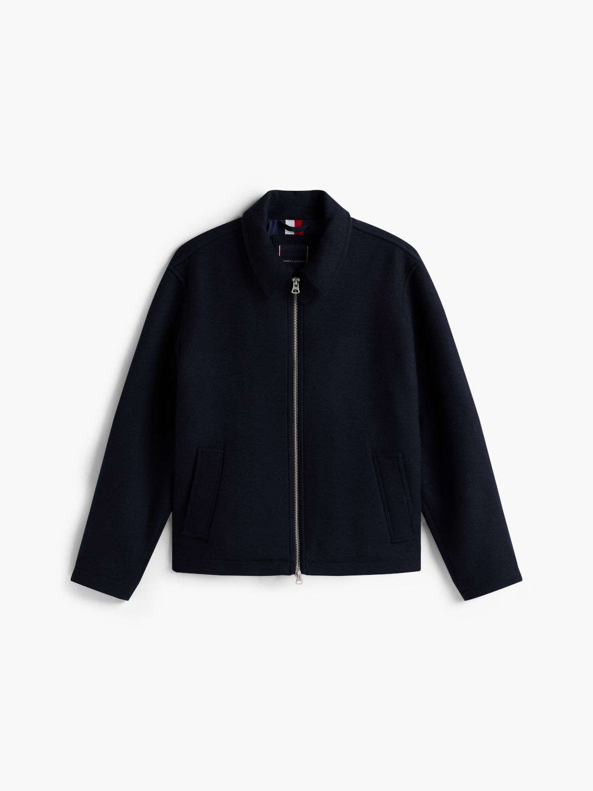 Wool Blend Zip-Thru Ivy Jacket — Blue