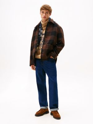 giacca in stile da lavoro in misto lana multicolore da uomini tommy hilfiger