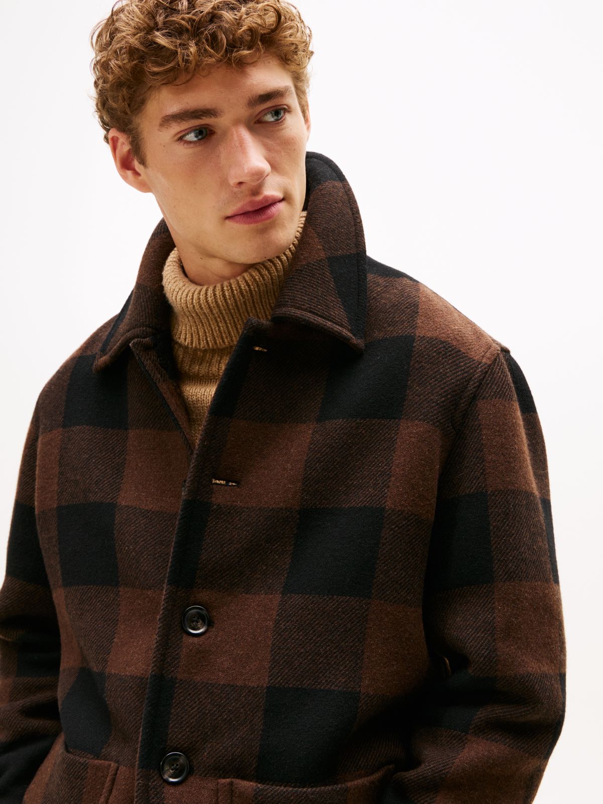 Wool Blend Check Chore Jacket — Multi
