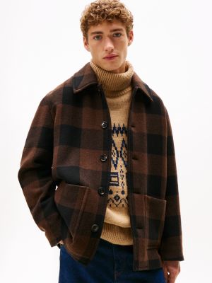 multi karierte chore-jacke aus wollmix für herren - tommy hilfiger