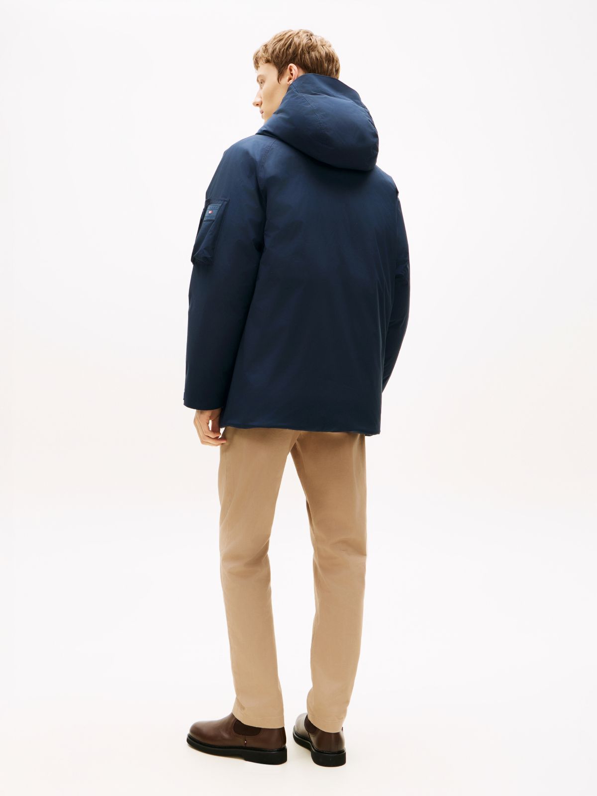 Water Repellent Windproof Down Hooded Parka — Blue