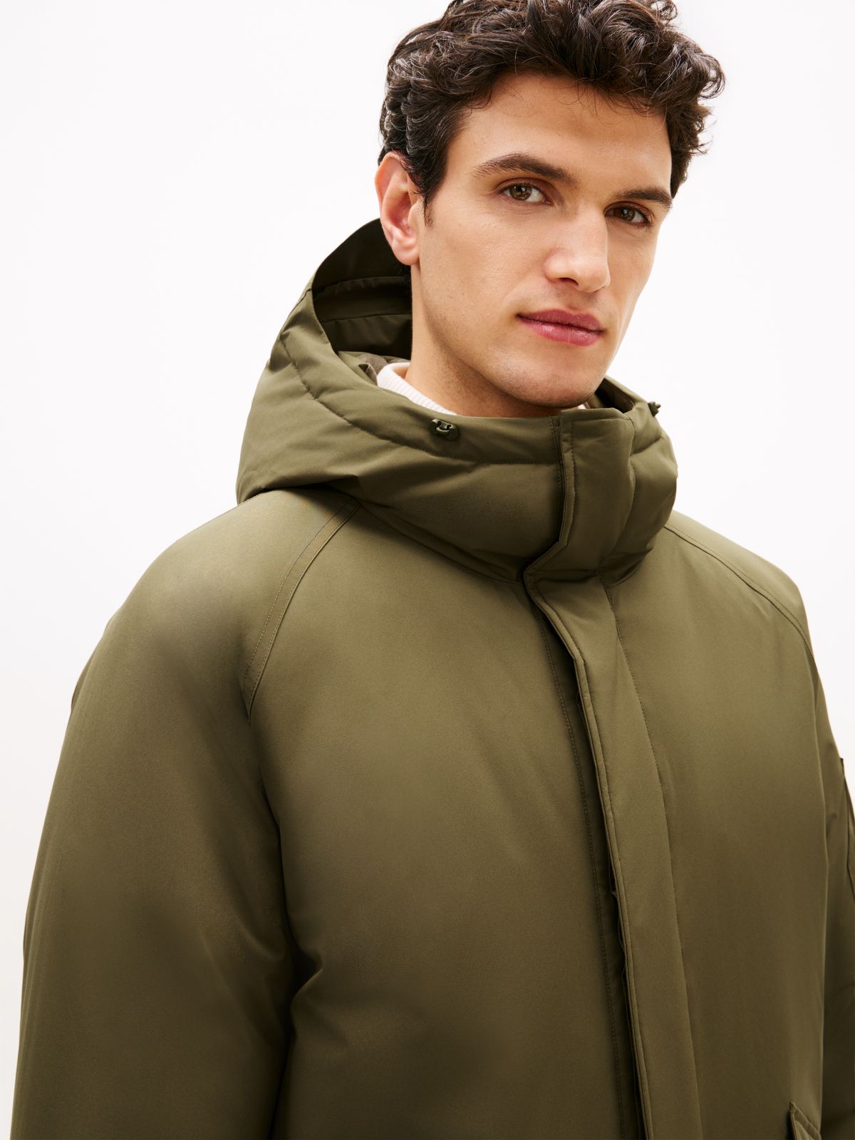 Water Repellent Windproof Down Hooded Parka — Khaki
