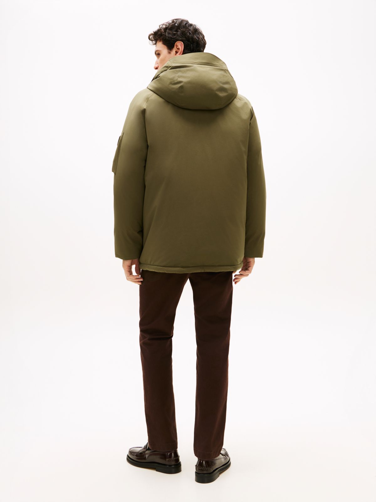 Water Repellent Windproof Down Hooded Parka — Khaki