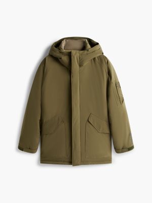 khaki water repellent windproof down hooded parka for men tommy hilfiger
