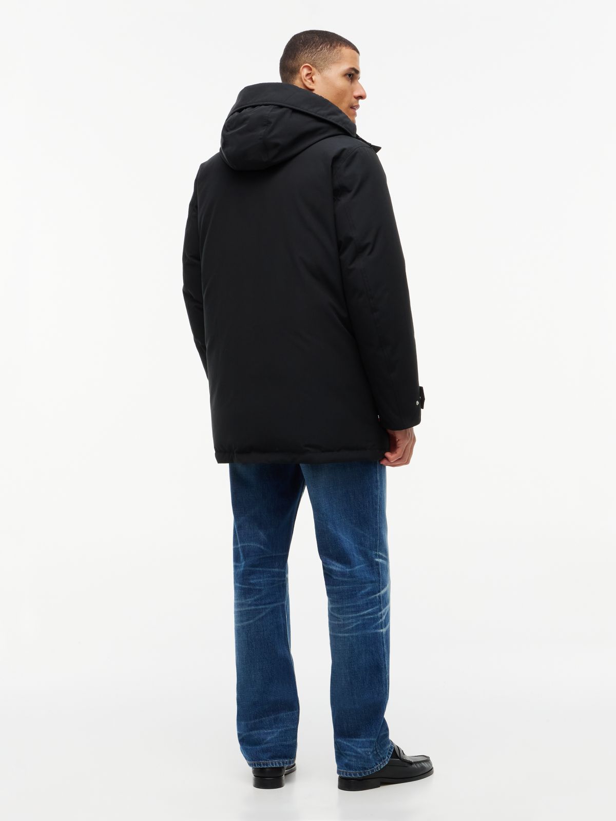 Logo Patch Down Hooded Rockie Parka — Black