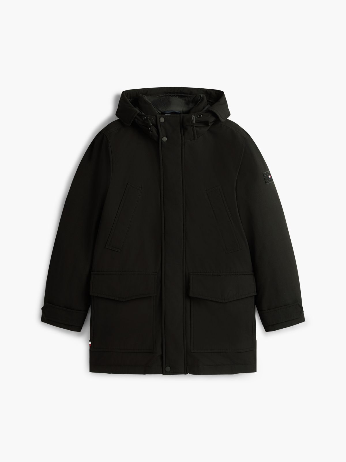 Logo Patch Down Hooded Rockie Parka — Black