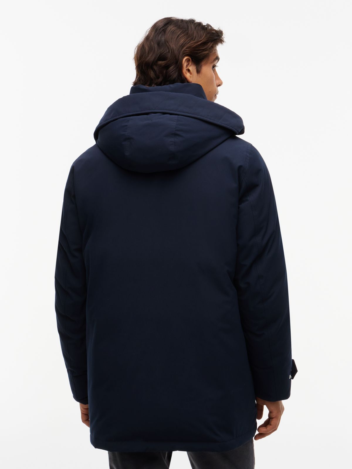 Logo Patch Down Hooded Rockie Parka — Blue