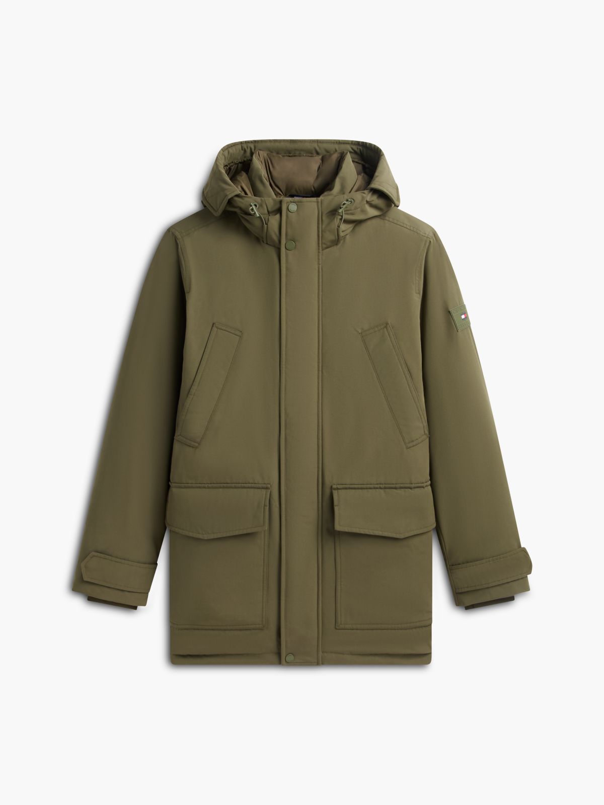 Logo Patch Down Hooded Rockie Parka — Green
