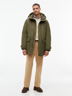 green logo patch down hooded rockie parka for men tommy hilfiger